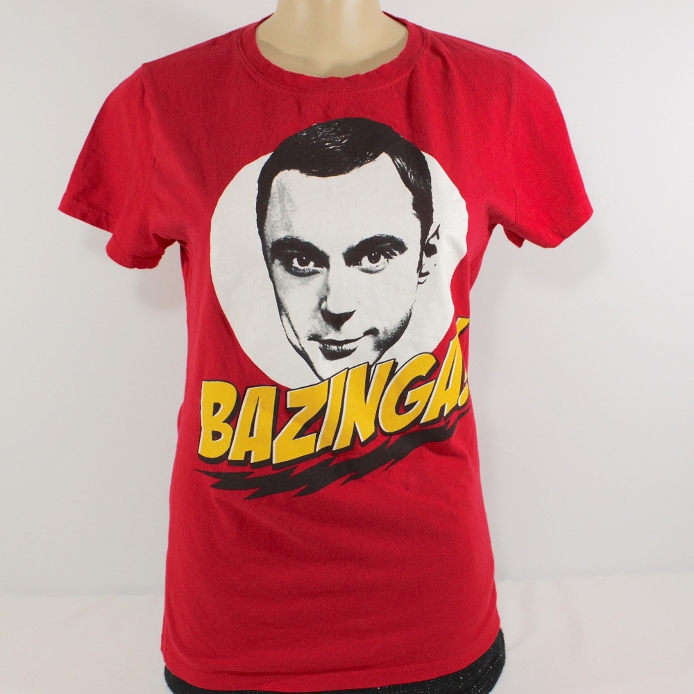 Bazinga Red T-Shirt Size XL Girls or Small Womens
